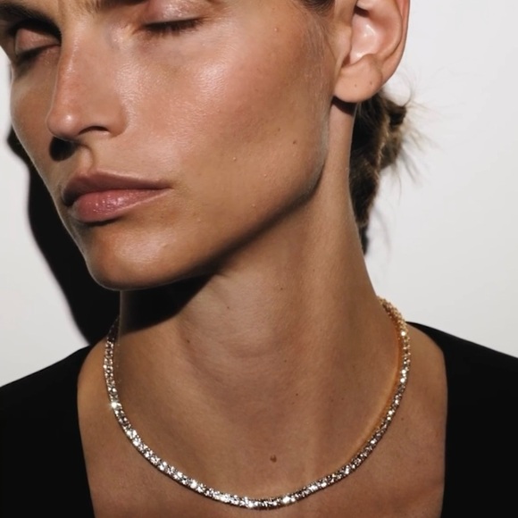 KATE ROUND CUT LAB WHITE SAPPHIRE SILVER RIVIÈRE TENNIS NECKLACE - Picture 1 of 15